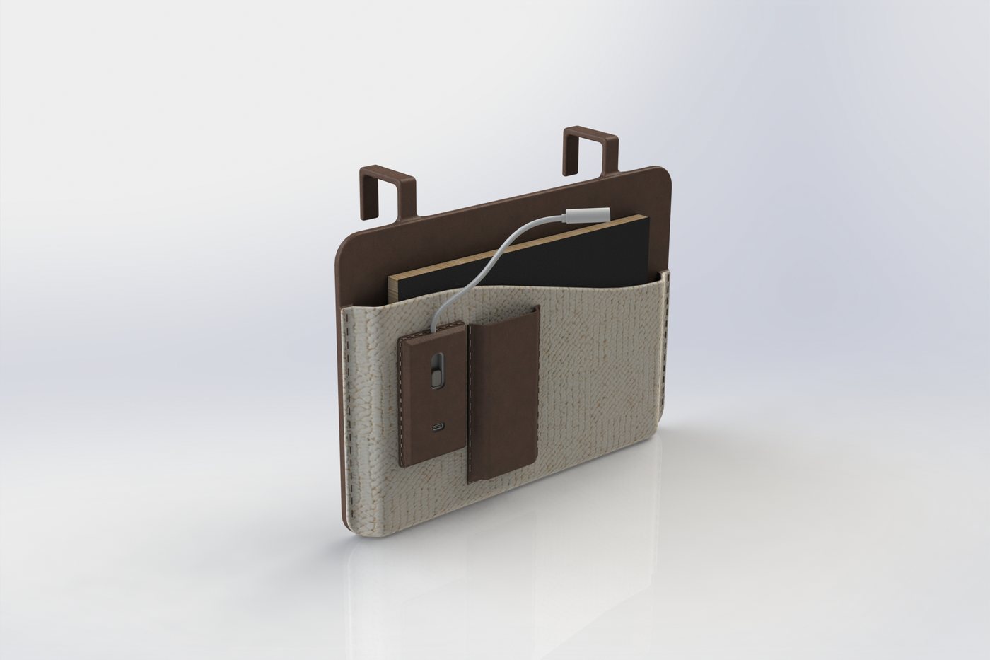 Bedside Book Pouch with Integrated Gooseneck Reading Light
